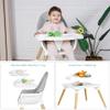 6 in 1 High Chair for Babies & Toddlers, Convertible Wooden Baby Highchair, Table and Chair Set, Baby Feeding Chair, 5-Point Adjustable Harness/4-Position Removable Tray& PU Seat Cushion(Beige) view 4