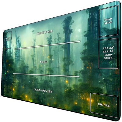 AI Painting TCG Playmat - MTG Trading Card Game Mat with Zones, 24x14 Inches Collectible Card Games Playmats, Smooth Surface for Rubber Collection - Fantasy Black Lotus Cool Design 9