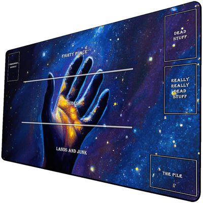 AI Painting TCG Playmat - MTG Trading Card Game Mat with Zones, 24x14 Inches Collectible Card Games Playmats, Smooth Surface for Rubber Collection - Fantasy Black Lotus Cool Design 18