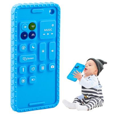 Baby Phone Teething Toys for Babies 0-3, 0-6, 6-12 Months | Soft Silicone Cell Phone Teethers Toys | Fidget Toys 0-6 Months | Infant Teether for Breastfeeding Baby Boy Girl