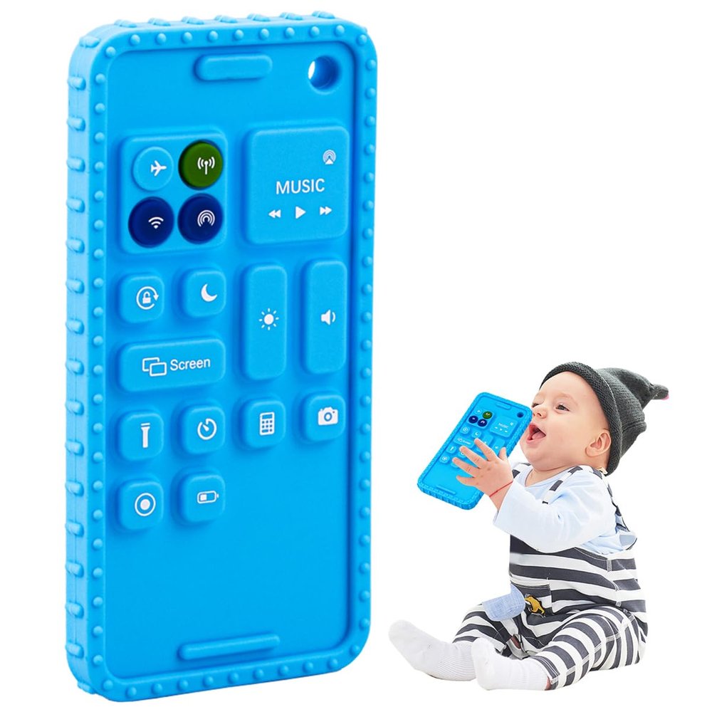 Baby Phone Teething Toys for Babies 0-3, 0-6, 6-12 Months | Soft Silicone Cell Phone Teethers Toys | Fidget Toys 0-6 Months | Infant Teether for Breastfeeding Baby Boy Girl
