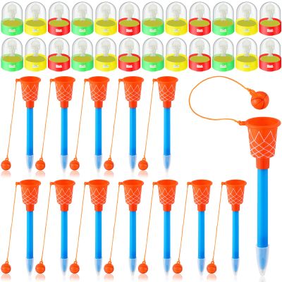 Honoson 48 Pieces Basketball Party Favors for School 24 Pcs Mini Basketball Games and 24 Pcs Sports Pens Hoop Toys Shooting Games for Desktop Table Decorations