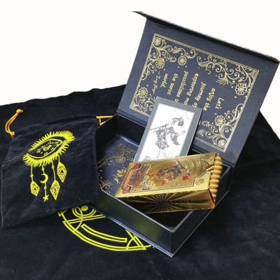 Jayiaine Gold Foil Tarot Tarot Cards Vintage Waite Tarot Cards Set Luxury Gold Foil PVC, Waterproof, Anti-Wrinkle with Tablecloth Guidebook Box for Beginners, 78Pcs,Purple