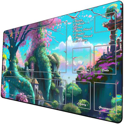 AI Painting TCG Playmat - MTG Trading Card Game Mat with Zone, 24x14 Inches Collectible Card Games Playmats, Smooth Surface for Rubber Collection - Fantasy Black Lotus Cool Design 13