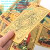 Jayiaine Gold Foil Tarot Tarot Cards Vintage Waite Tarot Cards Set Luxury Gold Foil PVC, Waterproof, Anti-Wrinkle with Tablecloth Guidebook Box for Beginners, 78Pcs,Red view 2