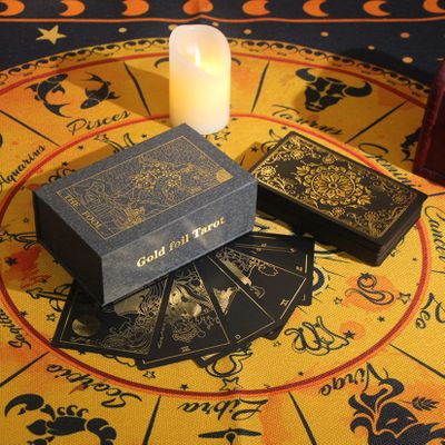 Jayiaine Tarot Cards with Instructions, 78 for Beginners PVC, Waterproof, Anti-Wrinkle, Luxury Gold Foil, Waite Tarot Cards, Gold Foil Tarot with Exquisite Box,Black