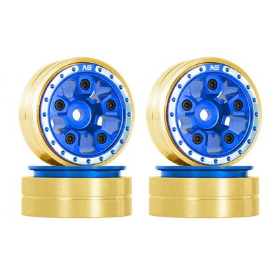 NexxSpeed CNC Brass/Aluminum Beadlock Rim Set (Blue) - AXIAL SCX24 / AX24