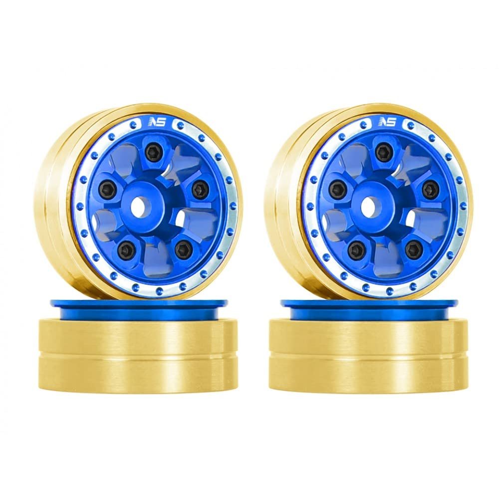 NexxSpeed CNC Brass/Aluminum Beadlock Rim Set (Blue) - AXIAL SCX24 / AX24