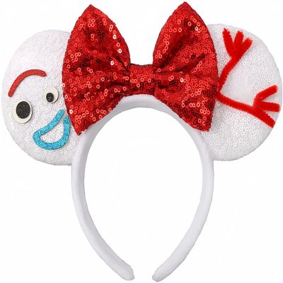 UNSPAZ Mouse Ears Headbands, Sequin Mouse Ears for Women Girls Boys, Shiny Bow Headband for Cosplay Party Decorations Hair Accessories (White)