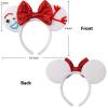 UNSPAZ Mouse Ears Headbands, Sequin Mouse Ears for Women Girls Boys, Shiny Bow Headband for Cosplay Party Decorations Hair Accessories (White) view 2
