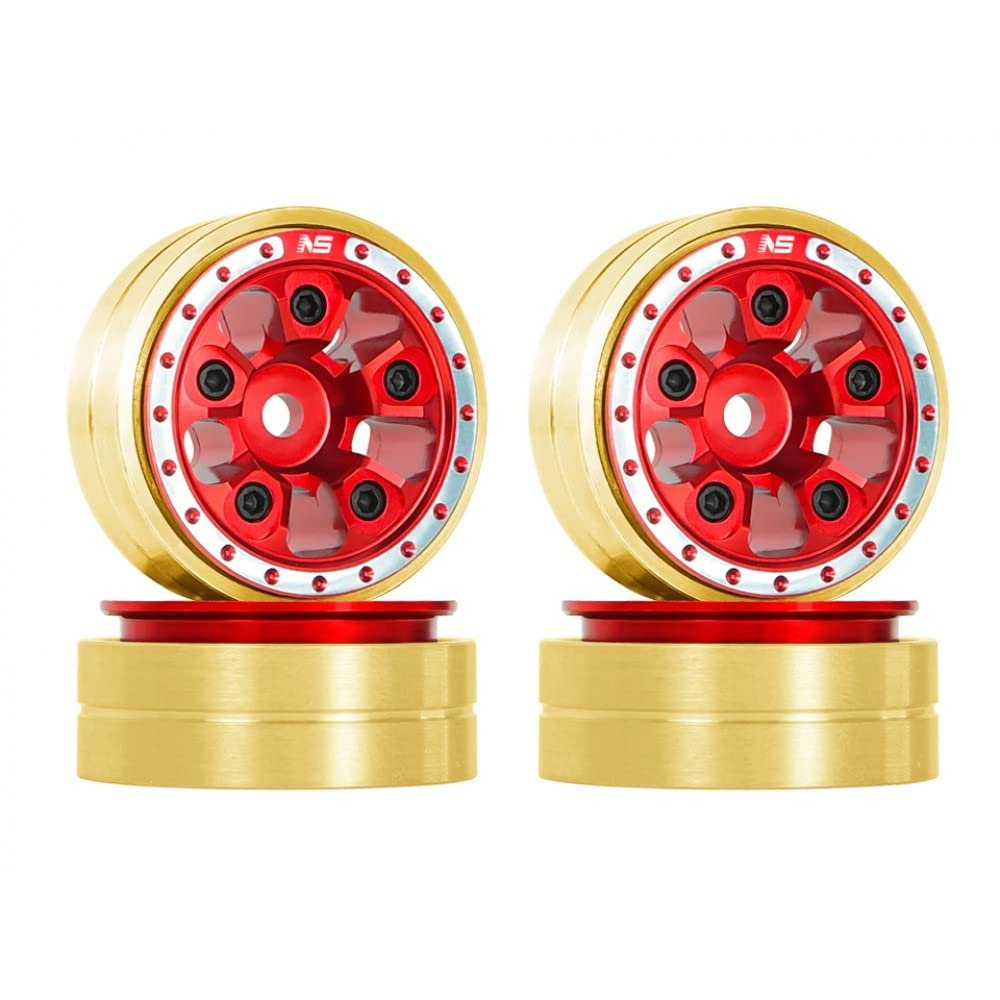 NexxSpeed CNC Brass/Aluminum Beadlock Rim Set (RED) - AXIAL SCX24 / AX24