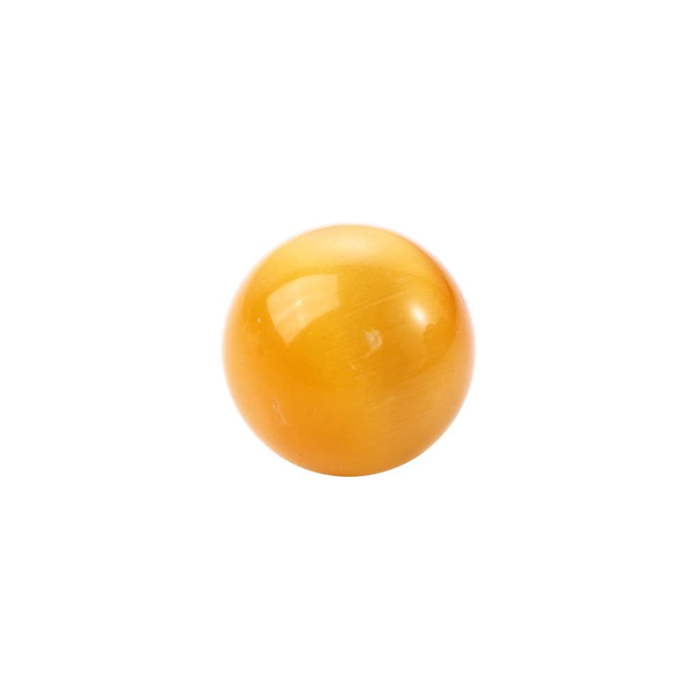 Cat's Eye Stone Fish Tank 20MM Glass Marbles Crystal Sphere Office Decoration Home Decor Healing Ornament Crystal Round Ball Glass Ball Toys(Yellow)