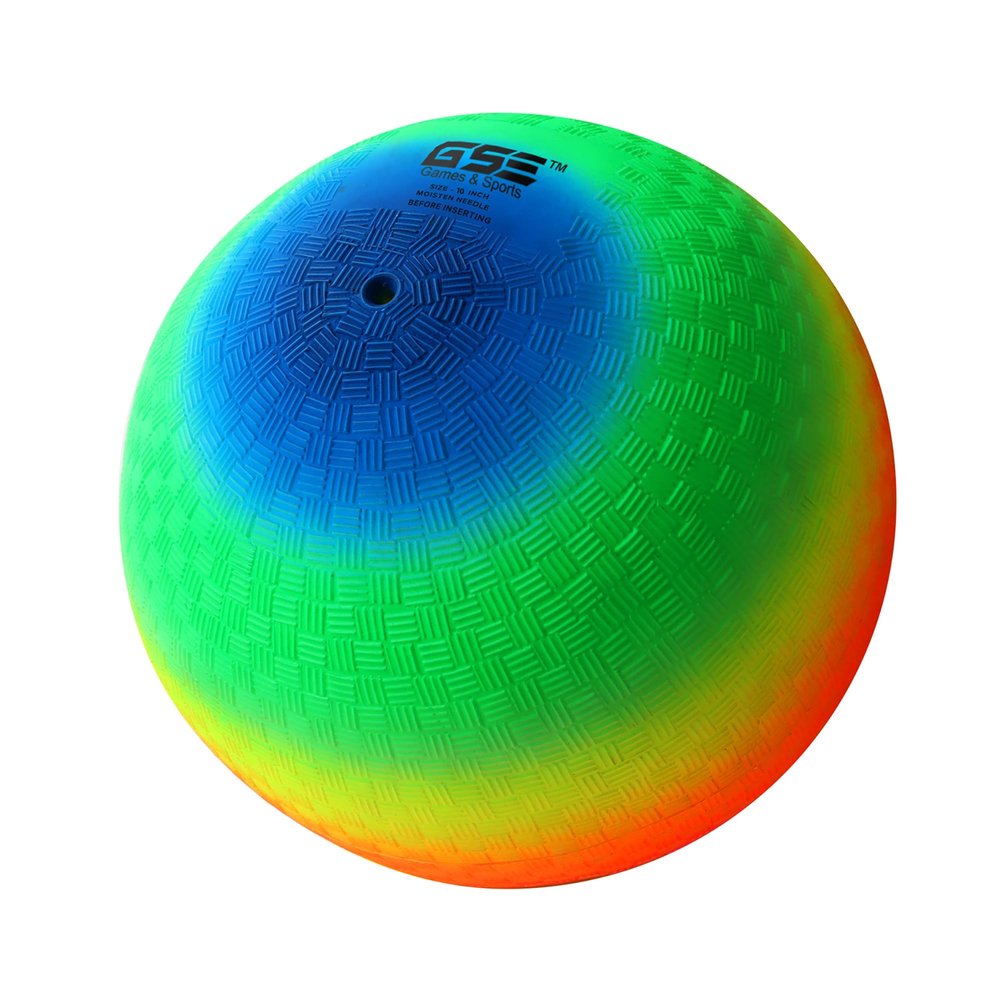 GSE Games & Sports Expert 10-Inch Rainbow Inflatable Playground Ball, Kickball, Bouncy Dodge Ball, Handball for Kids/Adults, Perfect for Recess Ball Games, Gym, Yoga, Schools Sports Activities