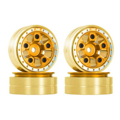 NexxSpeed CNC Brass/Aluminum Beadlock Rim Set (Gold) - AXIAL SCX24 / AX24