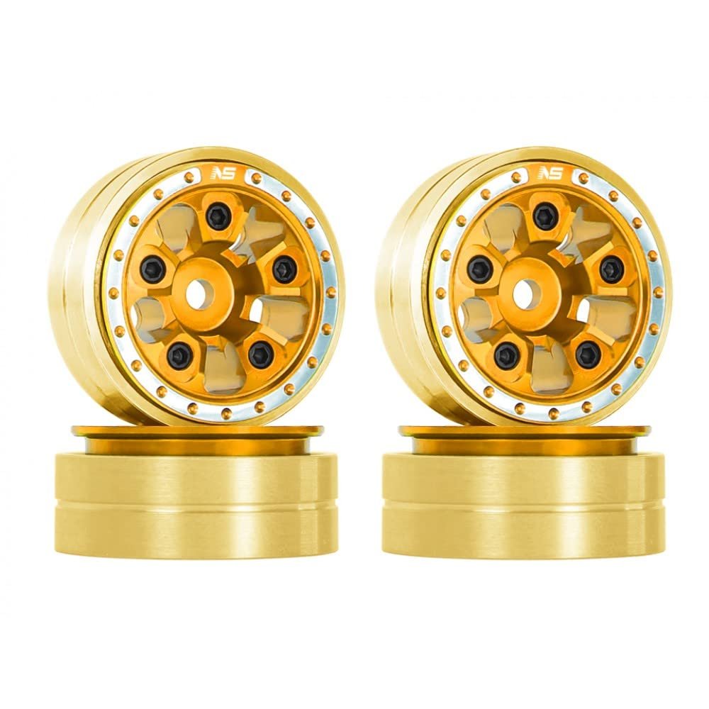 NexxSpeed CNC Brass/Aluminum Beadlock Rim Set (Gold) - AXIAL SCX24 / AX24