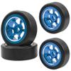 4PCS ShareGoo Metal Wheel Rims & Plastic Drift Tires Tyre 6-Spoke Compatible with Wltoys K969 K989 P929 Kyosho Mini-Z Mini-Q Mini-D 1/28 RC Drift Rally Car (Blue) view 3