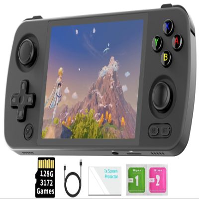 RG405M Retro Handheld Game Console , Aluminum Alloy CNC Android 12 System 4.0 Inch IPS Touch Screen with 128G TF Card 3172 Games Compatible with 5G WiFi and Bluetooth 5.0 (Black)
