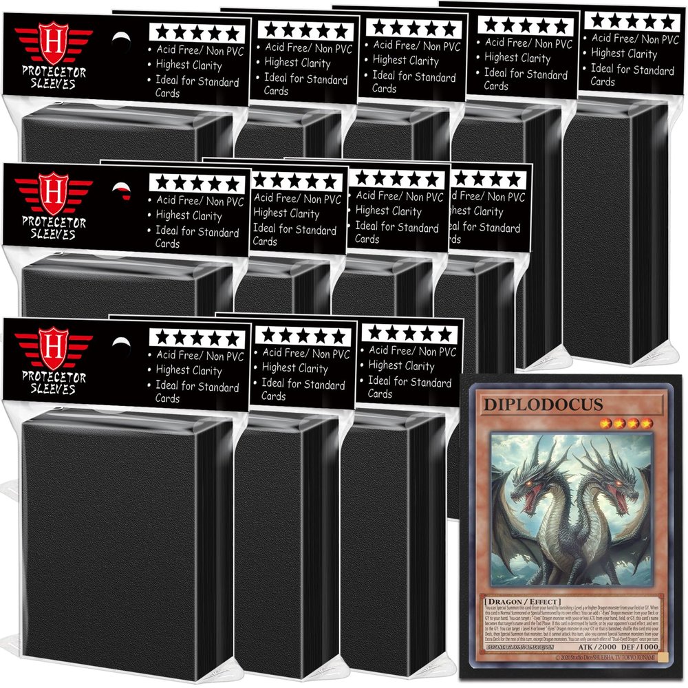 1200 Pcs Black Card Sleeves for Trading Cards, Soft Clear Card Protective Sleeves Deck Card Protectors Fit for Baseball Cards, Sports Cards, MTG, Game Card Standard Cards