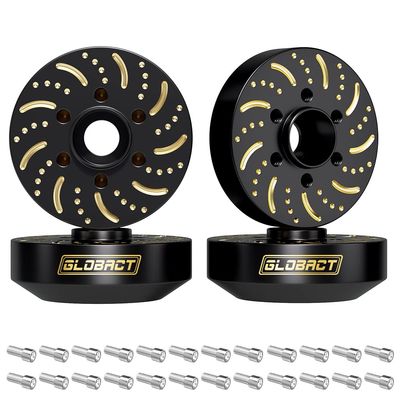 GLOBACT Black Brass Extended Wheel Weights Hubs 340g Counterweight Set 12mm Extended Hex hub for 1/10 Trx4 Trx6 Axial SCX10 II III Redcat GEN7 GEN8 1.9inch 2.2inch Wheel Rims Upgrade Parts (4Pcs)