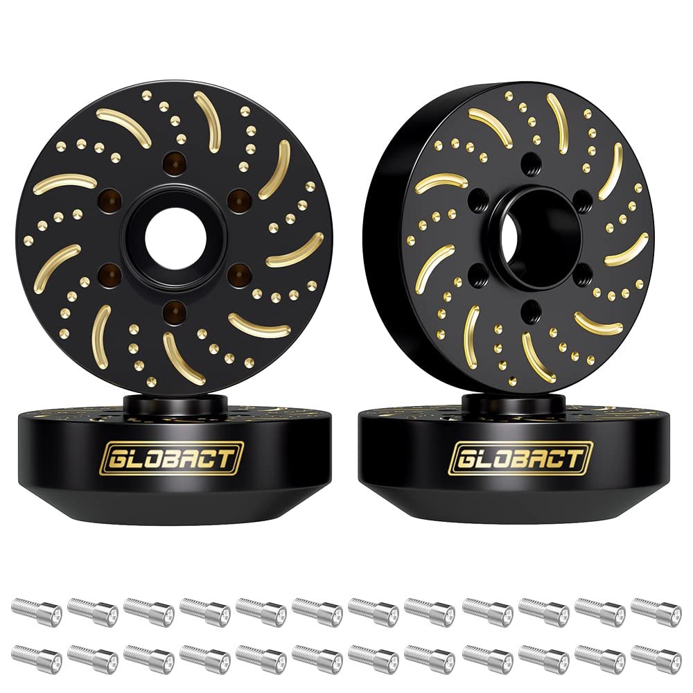 GLOBACT Black Brass Extended Wheel Weights Hubs 340g Counterweight Set 12mm Extended Hex hub for 1/10 Trx4 Trx6 Axial SCX10 II III Redcat GEN7 GEN8 1.9inch 2.2inch Wheel Rims Upgrade Parts (4Pcs)