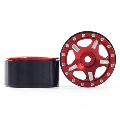 1.0 Inch RC Crawler car Upgrades 4PCS Aluminum Beadlock Wheel Rim for 1/18 1/24 RC SCX24 TRX4M (Red)