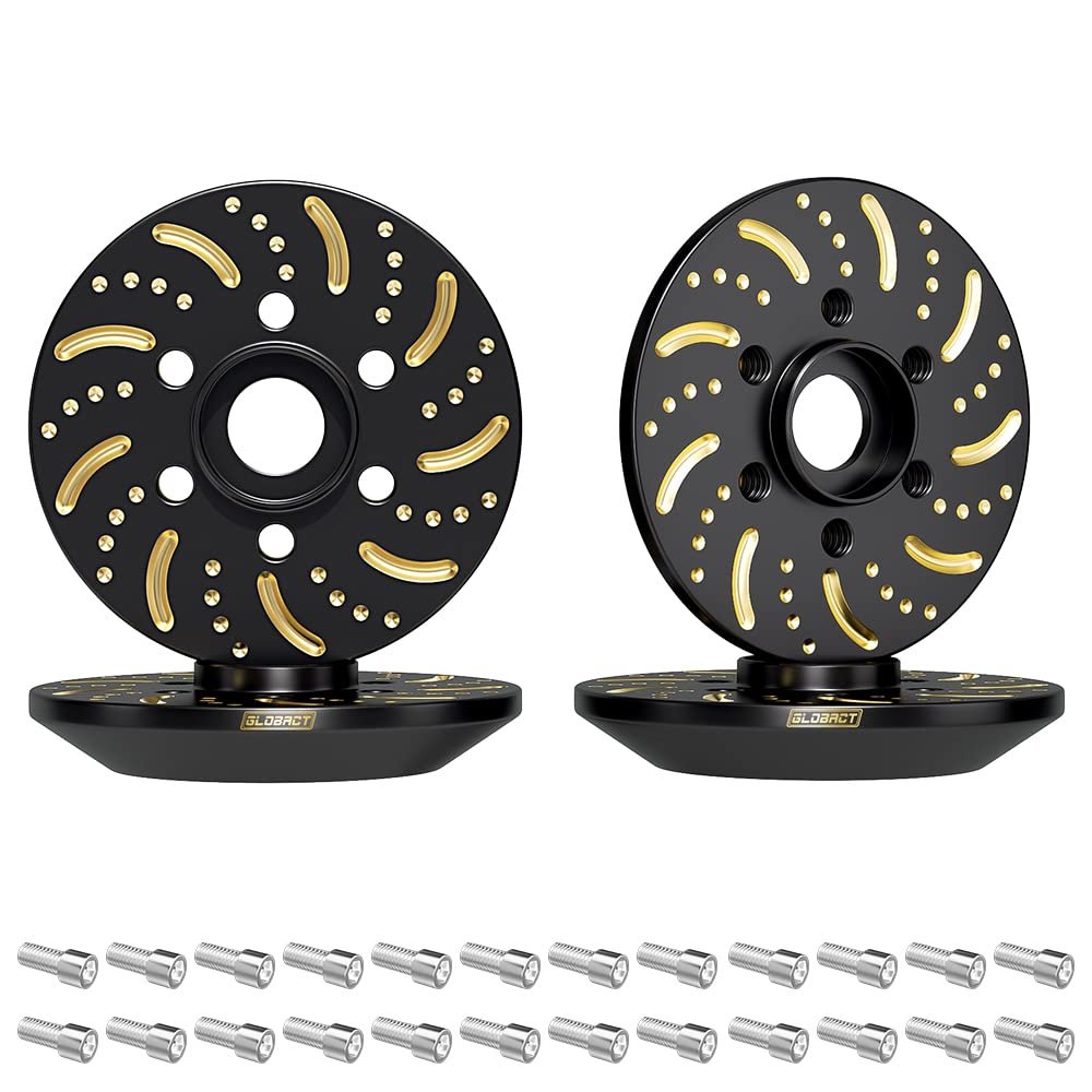 GLOBACT Black Brass Extended Wheel Weights Hubs 154g Counterweight Set 6mm Extended Hex hub for Trx4 Trx6 Axial SCX10 II III Redcat GEN7 GEN8 1.9inch 2.2inch Wheel Rims Upgrade Parts (4Pcs)