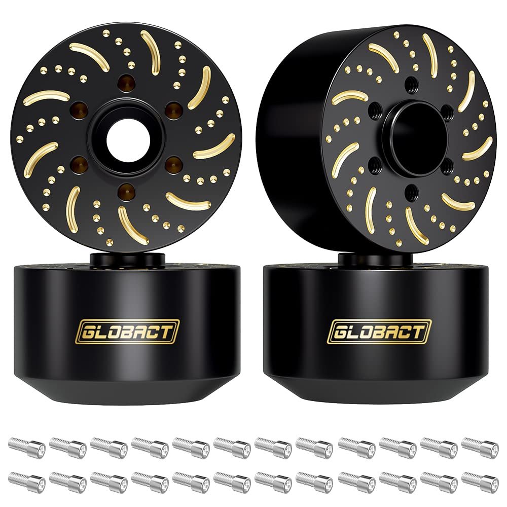 GLOBACT Black Brass Extended Wheel Weights Hubs 545g Counterweight Set 18.5mm Extended Hex hub for Trx4 Trx6 Axial SCX10 II III Redcat GEN7 GEN8 1.9inch 2.2inch Wheel Rims Upgrade Parts (4Pcs)