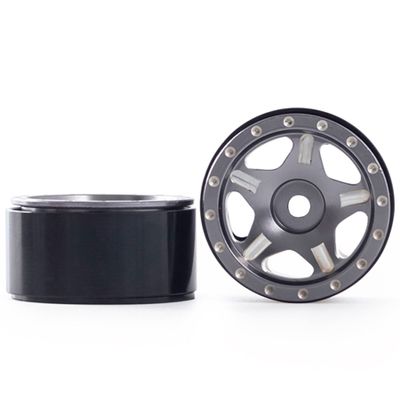 Brass 1.0 Beadlock Wheel- Negative Offset Wheels for 1/18 TRX4M SCX24 Gladiator Bronco C10 JLU Deadbolt SCX24 1/24 Crawler,W1005(4pcs,Grew)