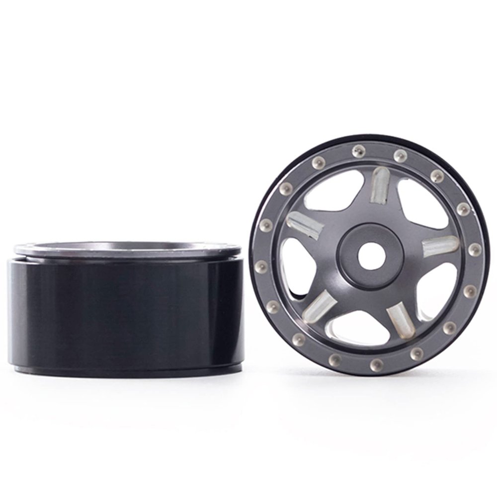 Brass 1.0 Beadlock Wheel- Negative Offset Wheels for 1/18 TRX4M SCX24 Gladiator Bronco C10 JLU Deadbolt SCX24 1/24 Crawler,W1005(4pcs,Grew)