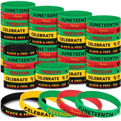 150 Pcs Juneteenth Party Favors Juneteenth Day Silicone Wristbands Rubber Bracelets Freedom Day Patriotic Supplies for Women Men African Afro Independence Supplies Goodie Bag Fillers, 5 Styles