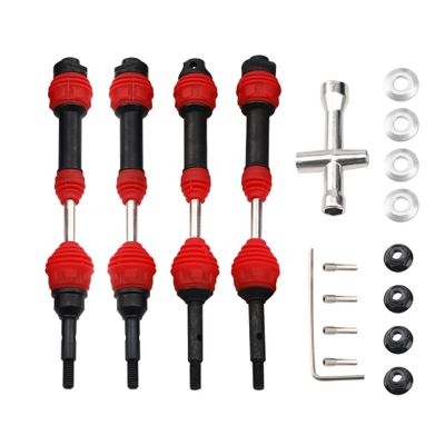 2Pairs Vgoohobby Steel Drive Shaft CVD Dogbon Front Rear Driveshaft Compatible with Traxxas Slash 4X4 Stampede Rustler Hoss VXL 4X4 RC Truck Car (Red)