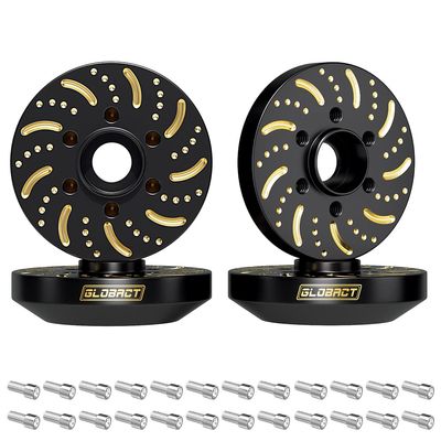 GLOBACT Black Brass Extended Wheel Weights Hubs 252g Counterweight Set 9mm Extended Hex hub for 1/10 Trx4 Trx6 Axial SCX10 II III Redcat GEN7 GEN8 1.9inch 2.2inch Wheel Rims Upgrade Parts (4Pcs)