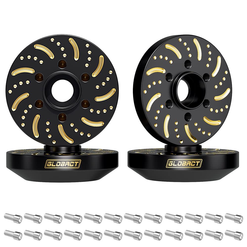 GLOBACT Black Brass Extended Wheel Weights Hubs 252g Counterweight Set 9mm Extended Hex hub for 1/10 Trx4 Trx6 Axial SCX10 II III Redcat GEN7 GEN8 1.9inch 2.2inch Wheel Rims Upgrade Parts (4Pcs)