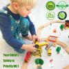 Tiny Land 55PCS Wooden Train Set - Compatible with Major Brand Tracks, Educational Toy for Toddlers & Kids Ages 3-7, Durable Wooden Railway Tracks view 4