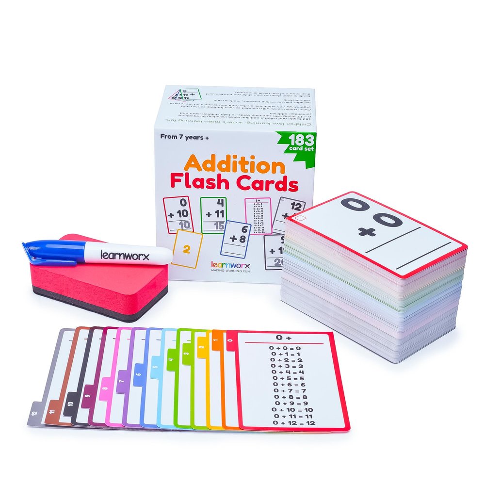 Addition Flash Cards 1st Grade | 183 Math Flash Cards for Kids Ages 4-8 | 1st 2nd & 3rd Grade | Math Flash Cards 2nd Grade | Learn Math for Kids Addition Flashcards Facts 0-12 | Family Bulk Set