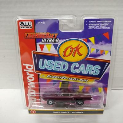 Auto World SC390-1B OK Used Cars 1963 Riviera HO Scale Electric Slot Car - Burgundy