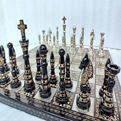 Aakrati Devyom The Exquisite Carved Brass Chess Set Solid Metal Combo Chess Pieces & Metal Brass Board Luxury Chess Set