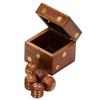 Aakrati Devyom Devyom 6.1 cm Wooden Dice Box Storage with 5 Dice Set - Square Dice Box Case/Container with Brass Inlays - Cute Dice Game Set view 1