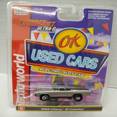 Auto World SC390-6B OK Used Cars 1969 El Camino HO Scale Electric Slot Car - Silver