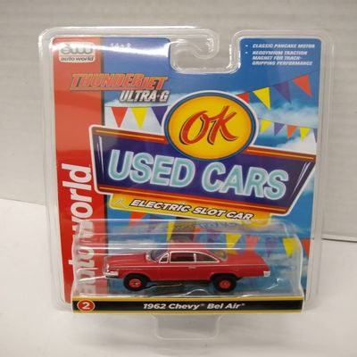 Auto World SC390-2A OK Used Cars 1962 Bel Air HO Scale Electric Slot Car - Red