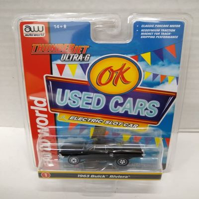 Auto World SC390-1A OK Used Cars 1963 Riviera HO Scale Electric Slot Car - Black