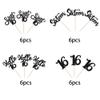 24 Pack Sixteen Years Birthday Cupcake Toppers Glitter Hello 16 Sweet 16 Theme Cupcake Picks for Birthday Wedding Engagement Anniversary Party Cake Decorations Supplies Black view 3