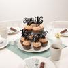 24 Pack Sixteen Years Birthday Cupcake Toppers Glitter Hello 16 Sweet 16 Theme Cupcake Picks for Birthday Wedding Engagement Anniversary Party Cake Decorations Supplies Black view 4