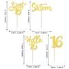 24 Pack 16th Birthday Cupcake Toppers Glitter Hello 16 Sweet 16 Sixteen Years Old Cupcake Picks for Birthday Wedding Anniversary Party Cake Decorations Supplies Gold view 2