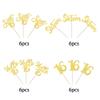 24 Pack 16th Birthday Cupcake Toppers Glitter Hello 16 Sweet 16 Sixteen Years Old Cupcake Picks for Birthday Wedding Anniversary Party Cake Decorations Supplies Gold view 3