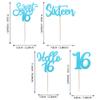 24 Pack Sixteenth Birthday Cupcake Toppers Glitter 16 Years Old Hello 16 Sweet 16 Cupcake Picks for Birthday Wedding Anniversary Party Cake Decorations Supplies Blue view 2
