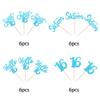 24 Pack Sixteenth Birthday Cupcake Toppers Glitter 16 Years Old Hello 16 Sweet 16 Cupcake Picks for Birthday Wedding Anniversary Party Cake Decorations Supplies Blue view 3