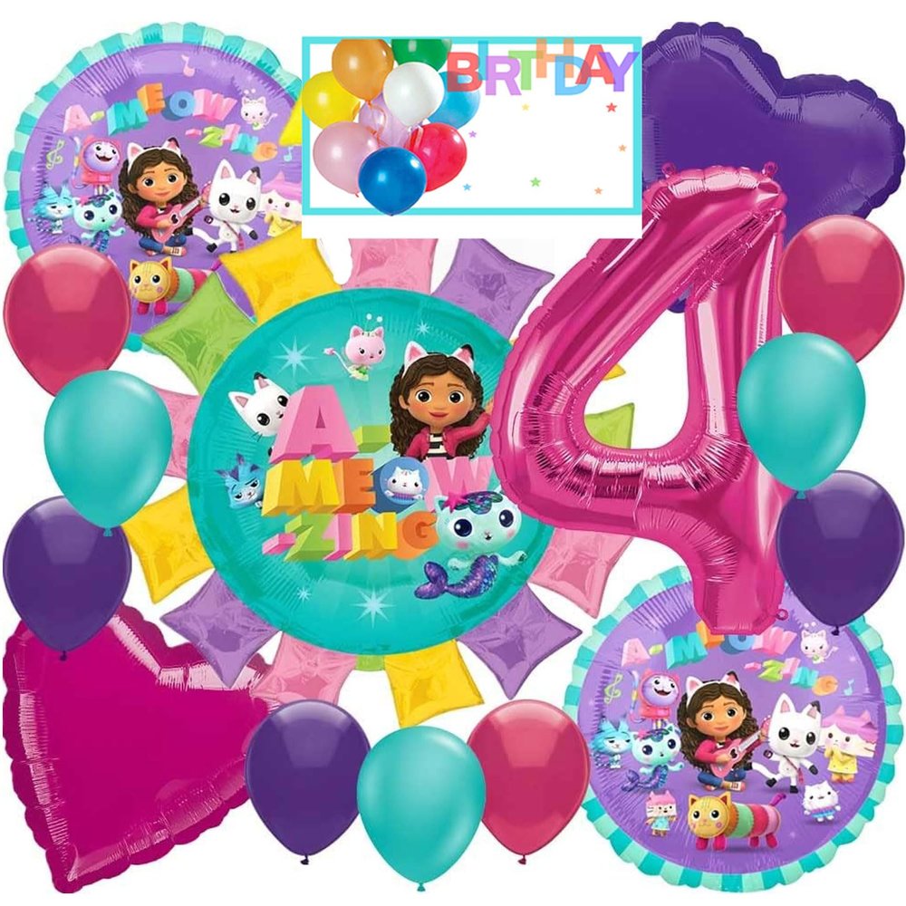 Anagram Balloons, Party Collection, Party Accessory, Multicolor, Licensed, 4th Birthday