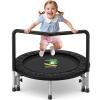 BCAN 36'' Toddler Trampoline, ASTM Certified - Kids Trampoline for Ages 1-6, Foam Handle & Safe Thickened Cover, Mini Trampolines for Kids Indoor, Easy to Assemble, Glossy Black view 1