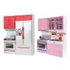 Amagogo Modern Kitchen Toys Pretend Playset Lights Sounds Microwave Refrigerator Realistic Features Suitable for Children Family Party, Red view 3